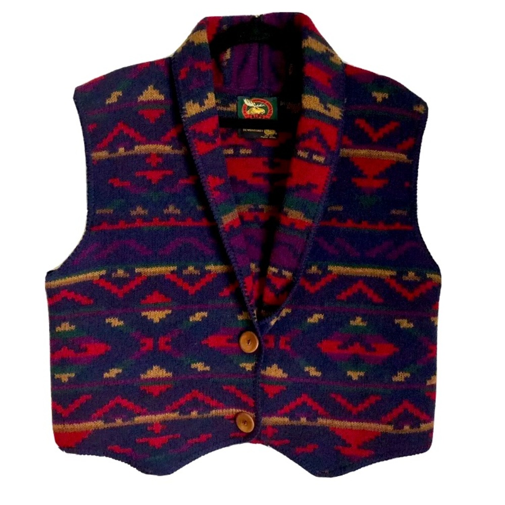 100% wool vintage western knit vest